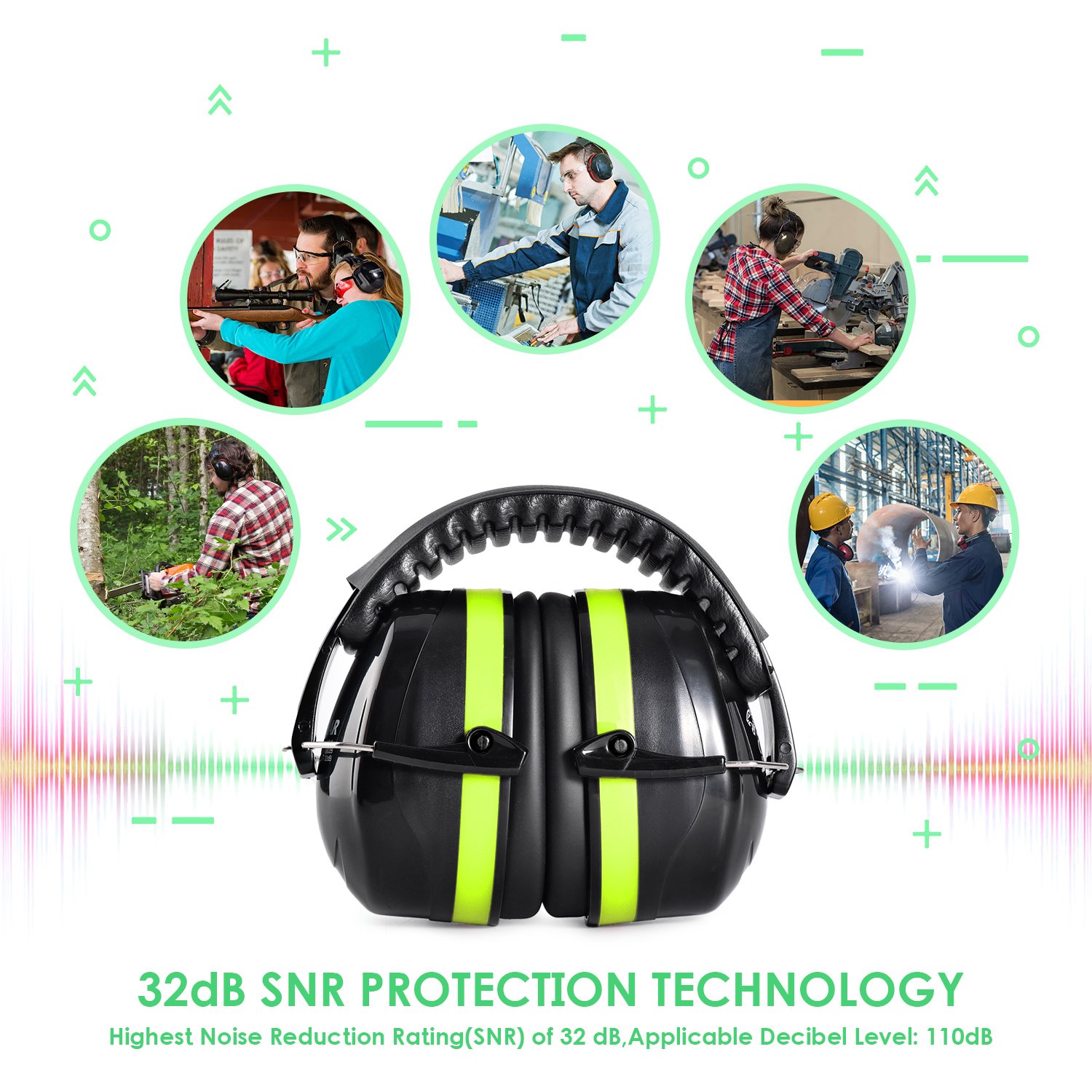 New Ear Protection Ear Muffs Defenders, Hearing Protection Noise cancelling Safety Earmuff for Sleep, Shooting, Industrial