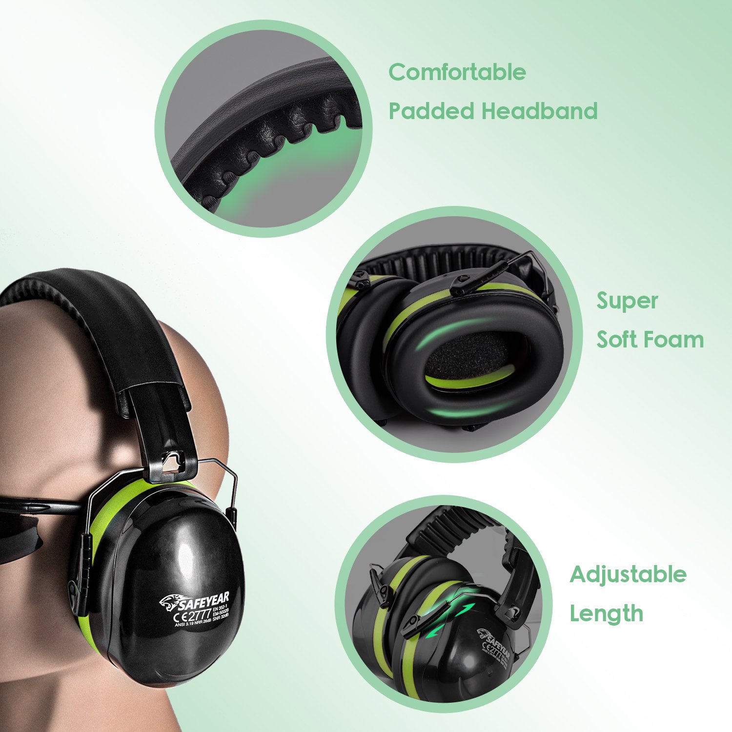 New Ear Protection Ear Muffs Defenders, Hearing Protection Noise cancelling Safety Earmuff for Sleep, Shooting, Industrial