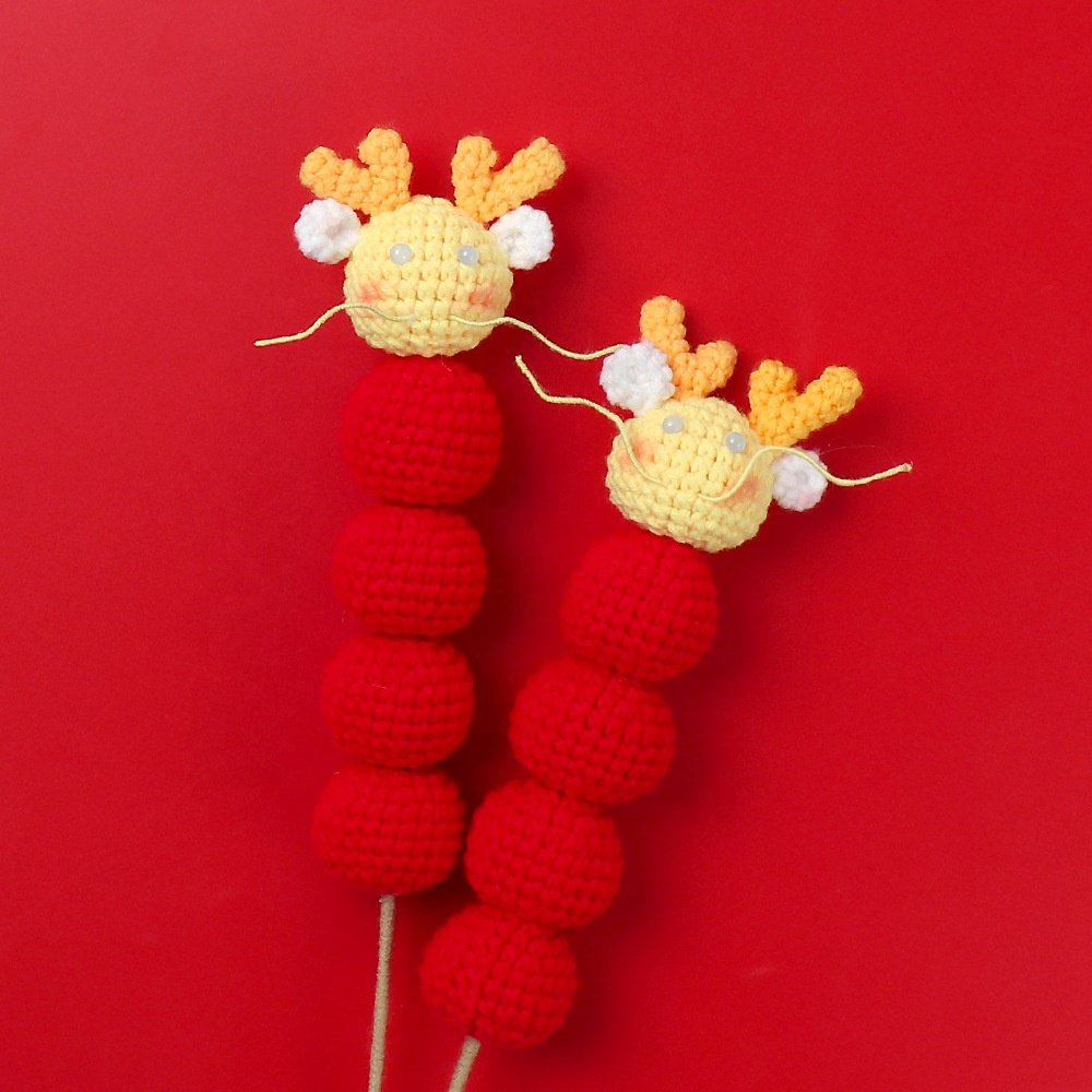 Handmade Woven Knitted Flower Wool Cute Rabbit Dragon candied haws on a stick flower crochet Valentine's Mother's Day Gifts