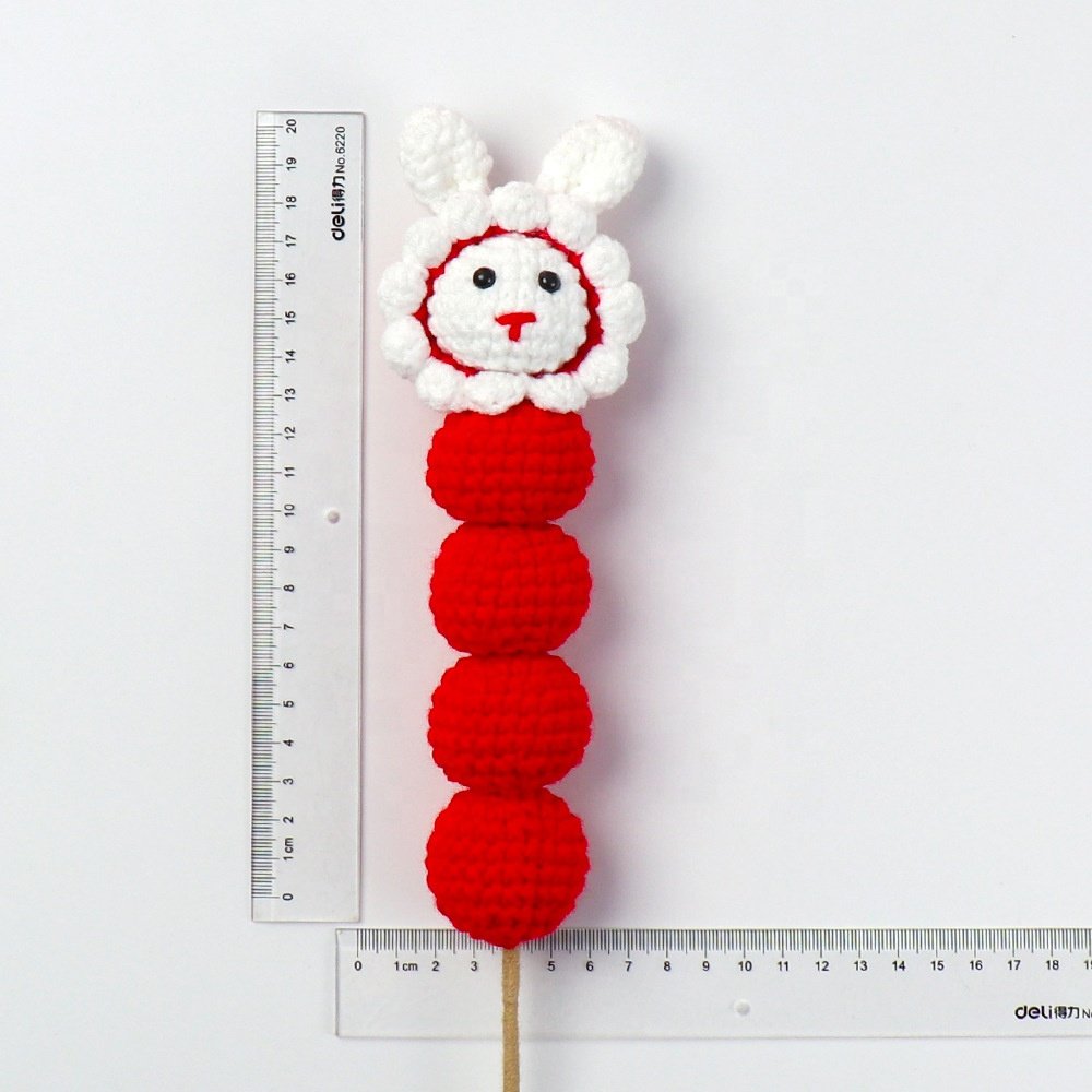 Handmade Woven Knitted Flower Wool Cute Rabbit Dragon candied haws on a stick flower crochet Valentine's Mother's Day Gifts