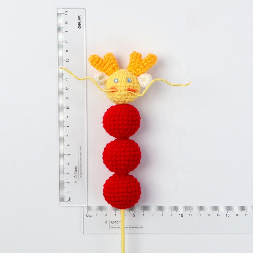 Handmade Woven Knitted Flower Wool Cute Rabbit Dragon candied haws on a stick flower crochet Valentine's Mother's Day Gifts