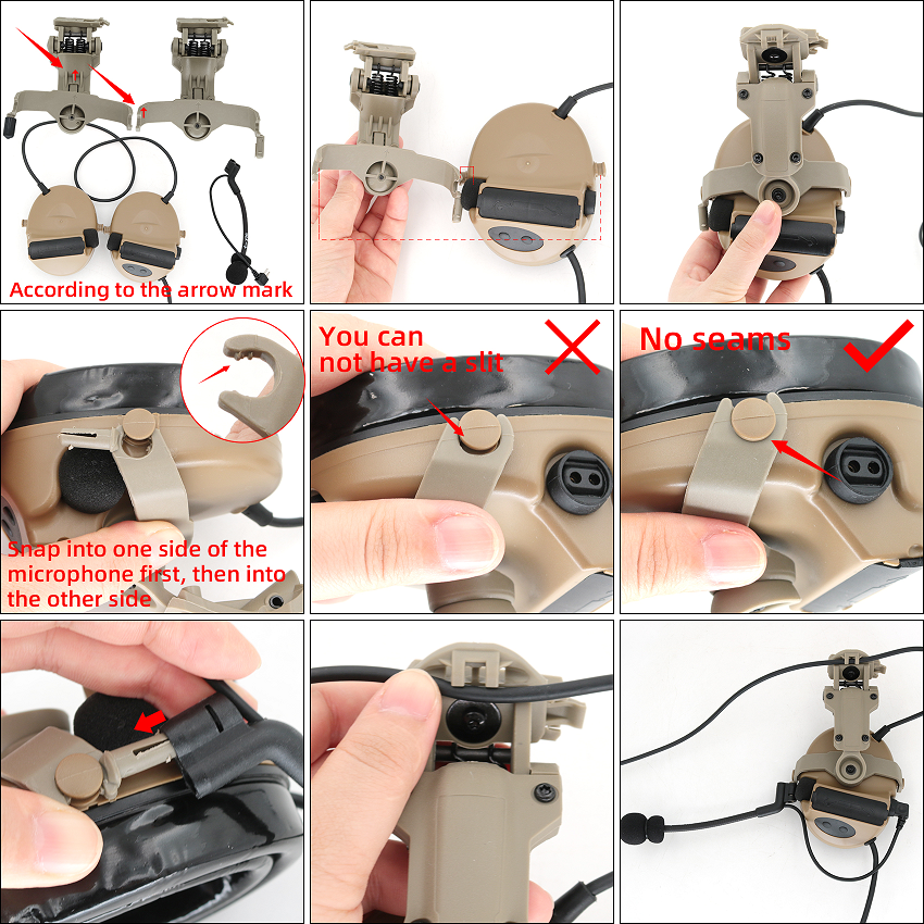 TS TAC-SKY Tactical Helmet Ops Core ARC Rail Adapter Helmet Mount is Suitable for Tactical COMTAC II COMTAC III Shooting Headset