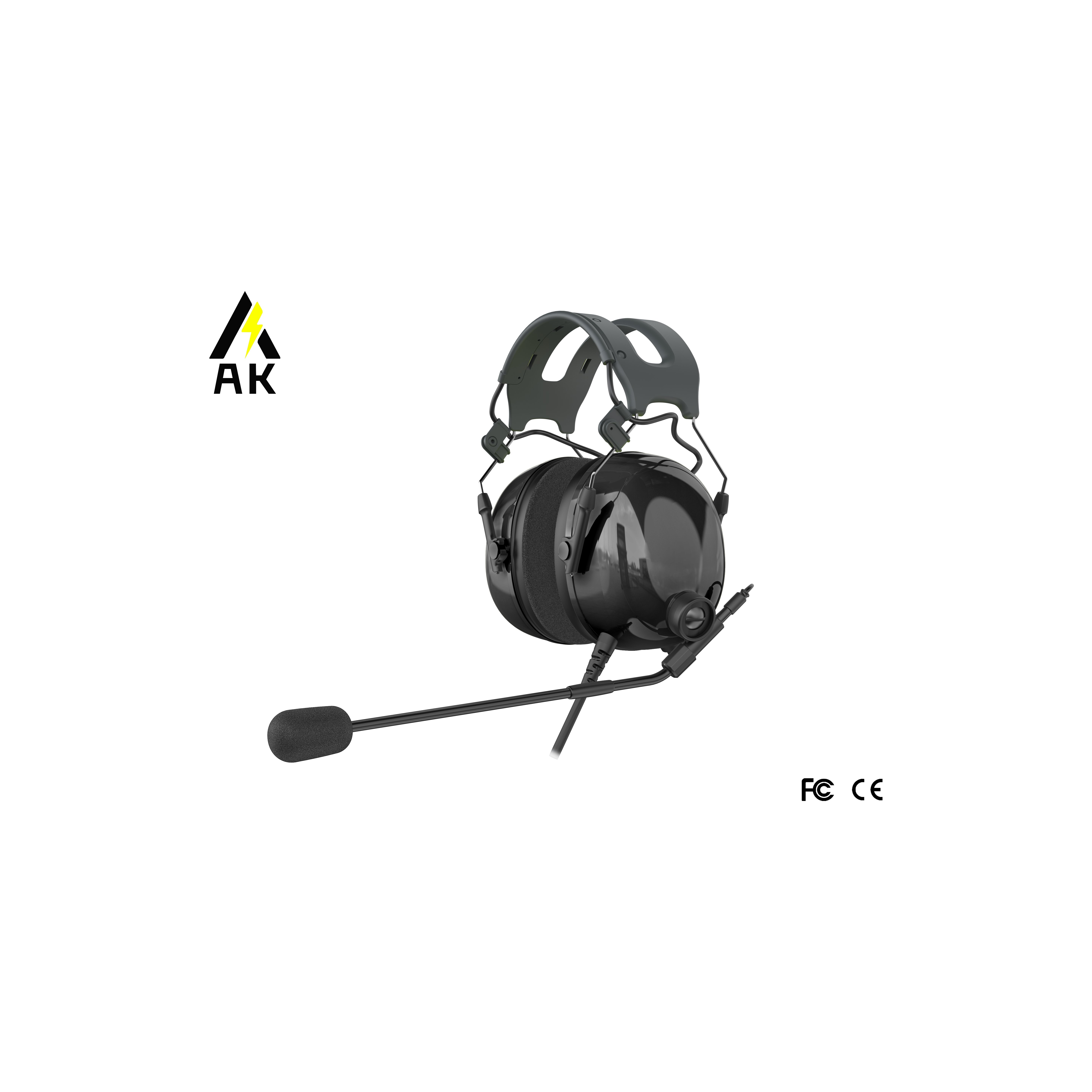 High Quality Control Helmet Compatible Ak 11 Heavy Duty Passive Noise Cancelling Communications Headset With Noise Blocking