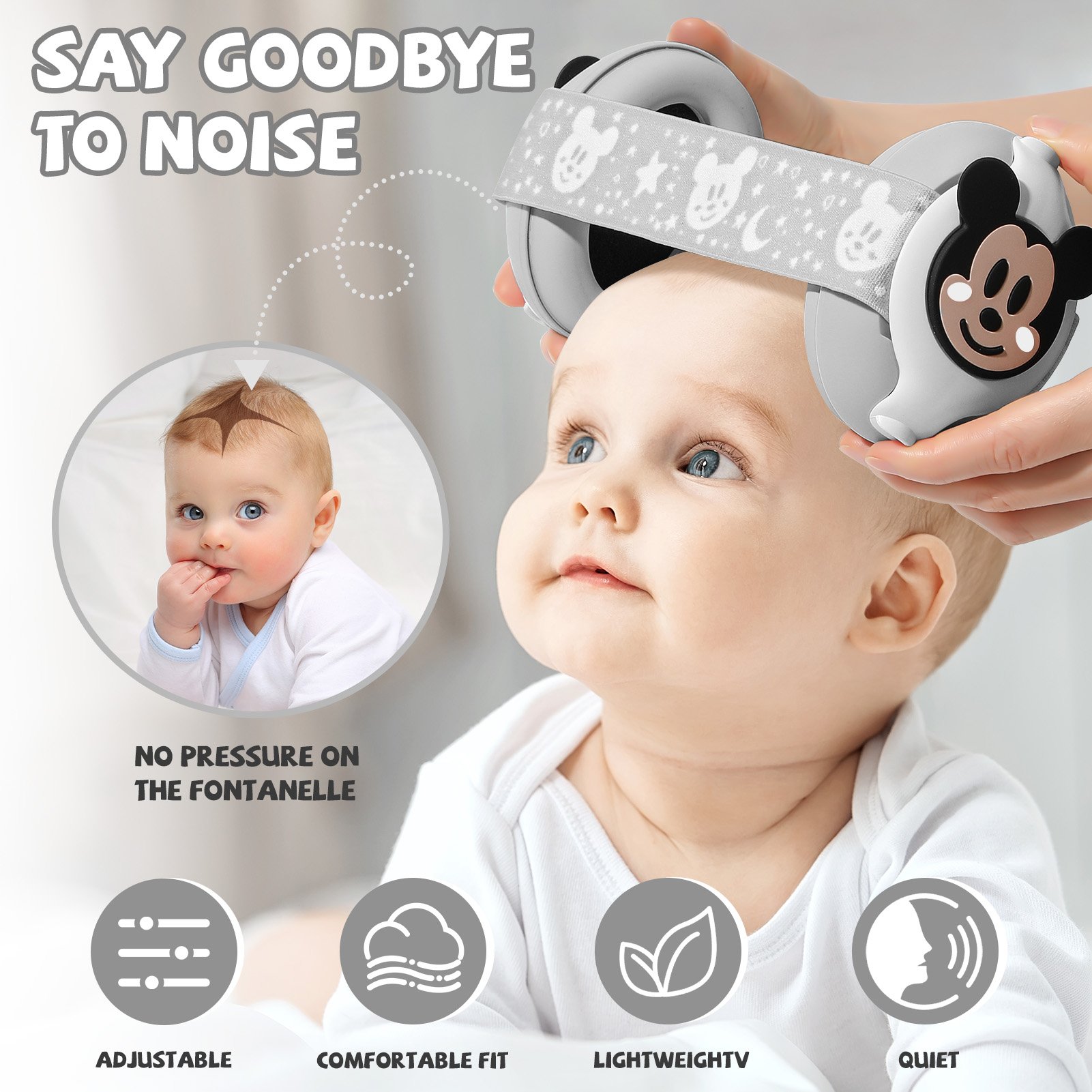 25dB Baby Ear Muffs Soft Soundproof Hearing Protection Ear Defenders Anti Noise Cancelling Sleeping Earmuffs