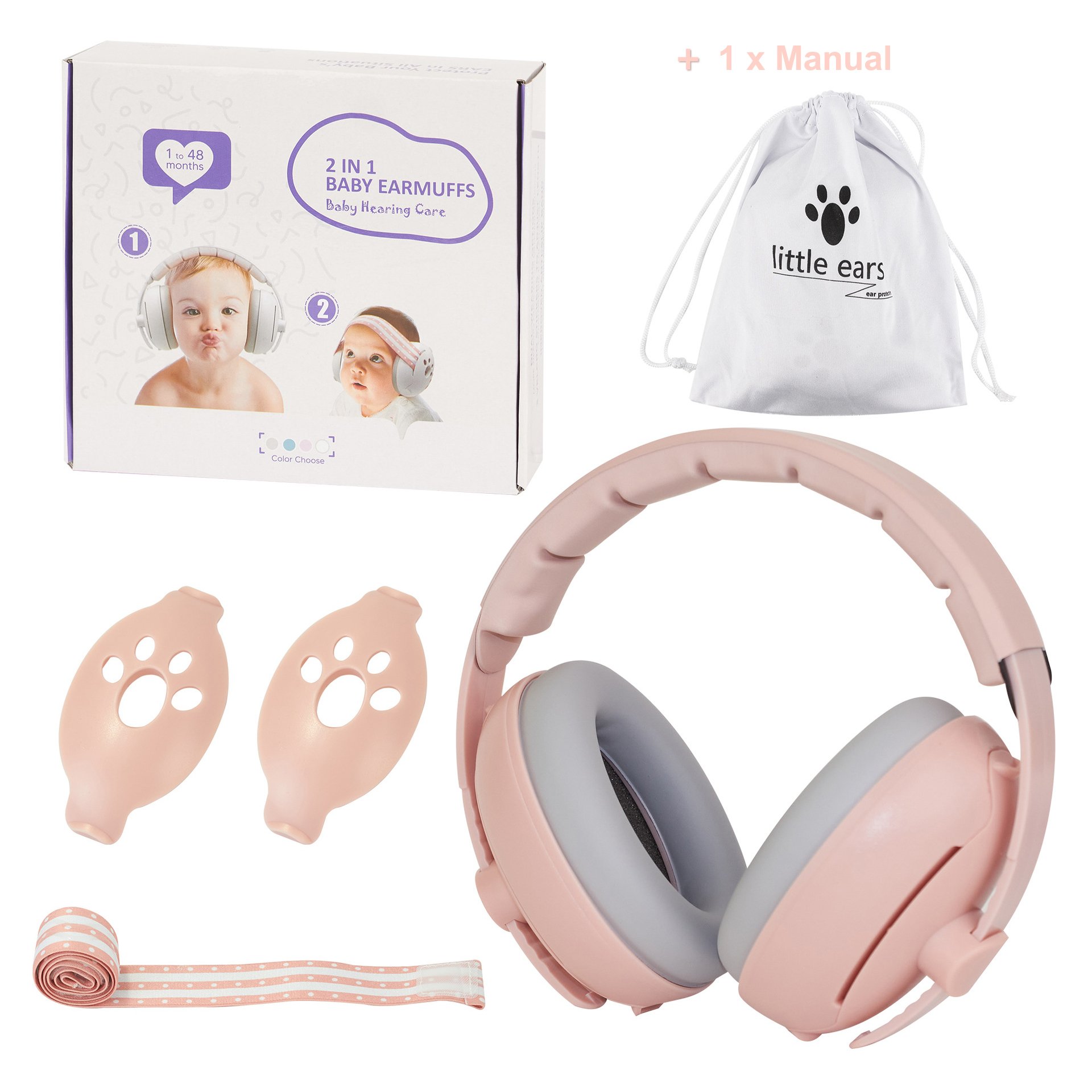 EM1009SK 2-in-1 Baby Earmuffs Infant Sleeping Ear Protector Kids Hearing Protection Soundproof Ear ABS Safety Noise Reduction