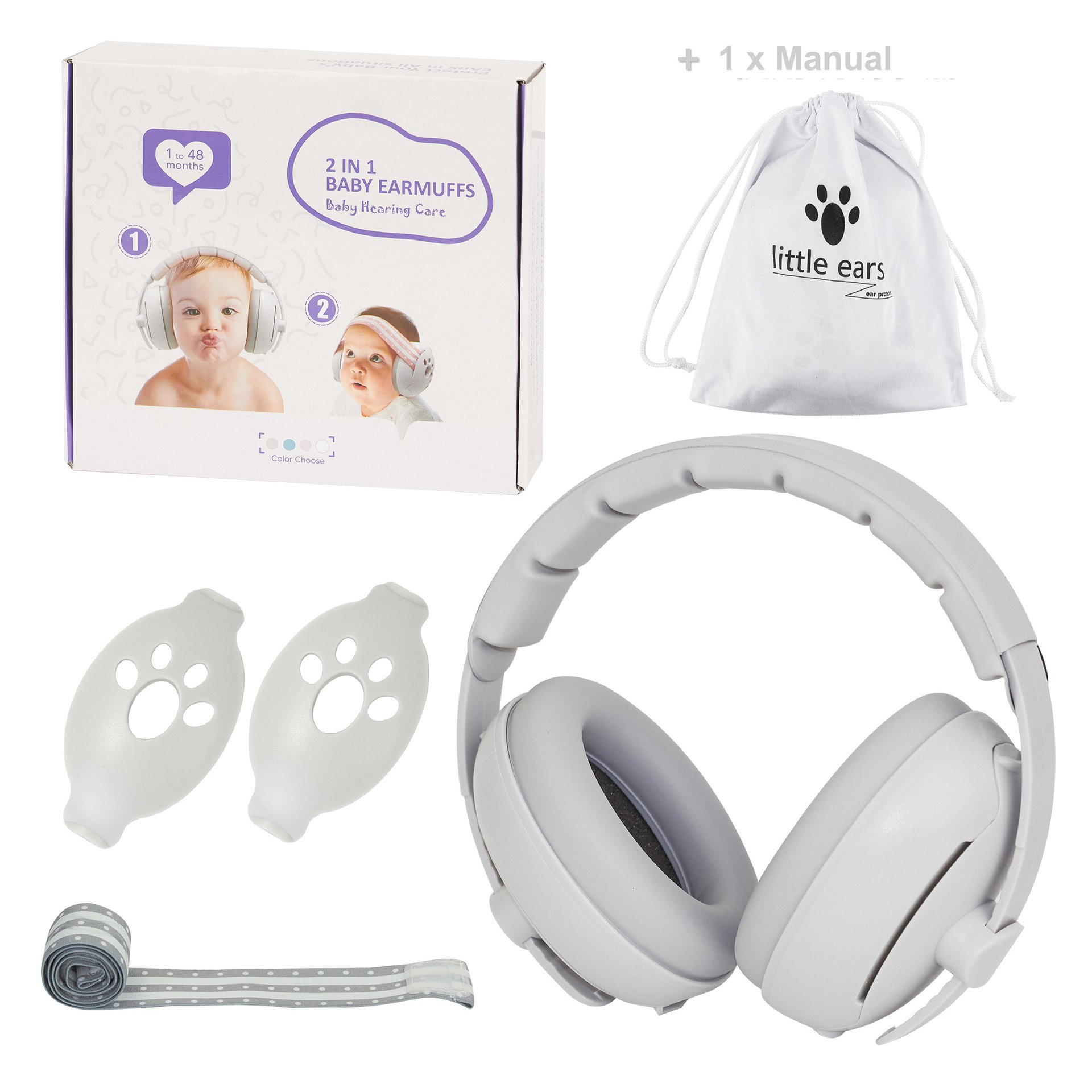 EM1009SK 2-in-1 Baby Earmuffs Infant Sleeping Ear Protector Kids Hearing Protection Soundproof Ear ABS Safety Noise Reduction
