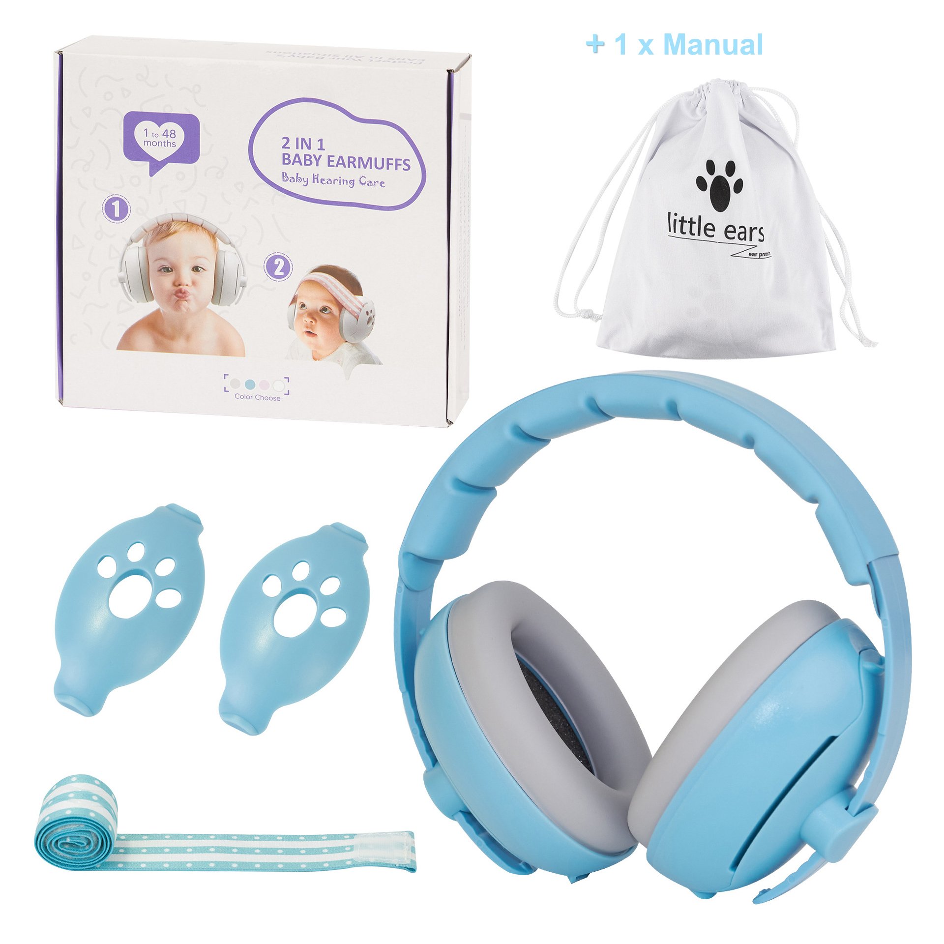 EM1009SK 2-in-1 Baby Earmuffs Infant Sleeping Ear Protector Kids Hearing Protection Soundproof Ear ABS Safety Noise Reduction