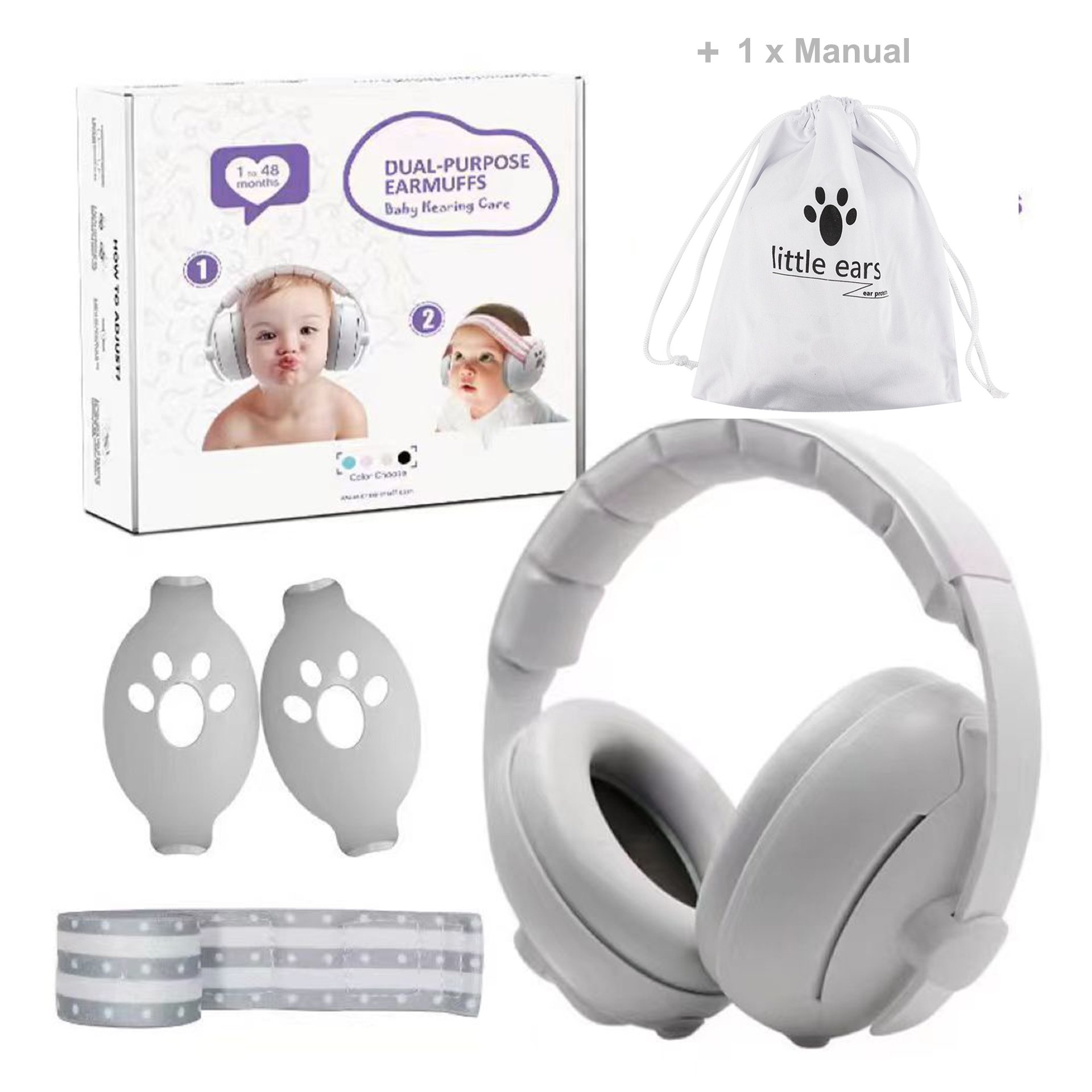 EM1009SK 2-in-1 Baby Earmuffs Infant Sleeping Ear Protector Kids Hearing Protection Soundproof Ear ABS Safety Noise Reduction