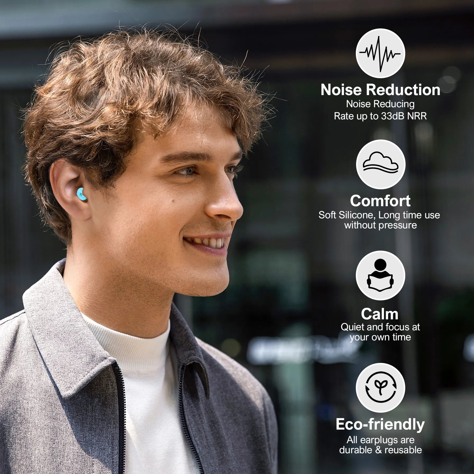 Hearing Protection Waterproof Noise Cancelling Ear Plugs Soft Lightweight Sleeping Noise Reduction Earplugs