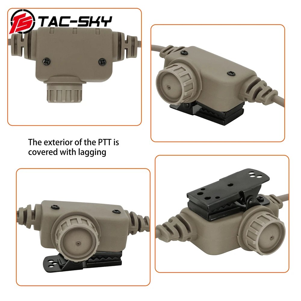 TAC-SKY U94 PTT Adapter RAC PTT ICOM 2-pin Plug Tactical Headset Accessories for Hunting Shooting ICOM Plug Walkie-Talkie