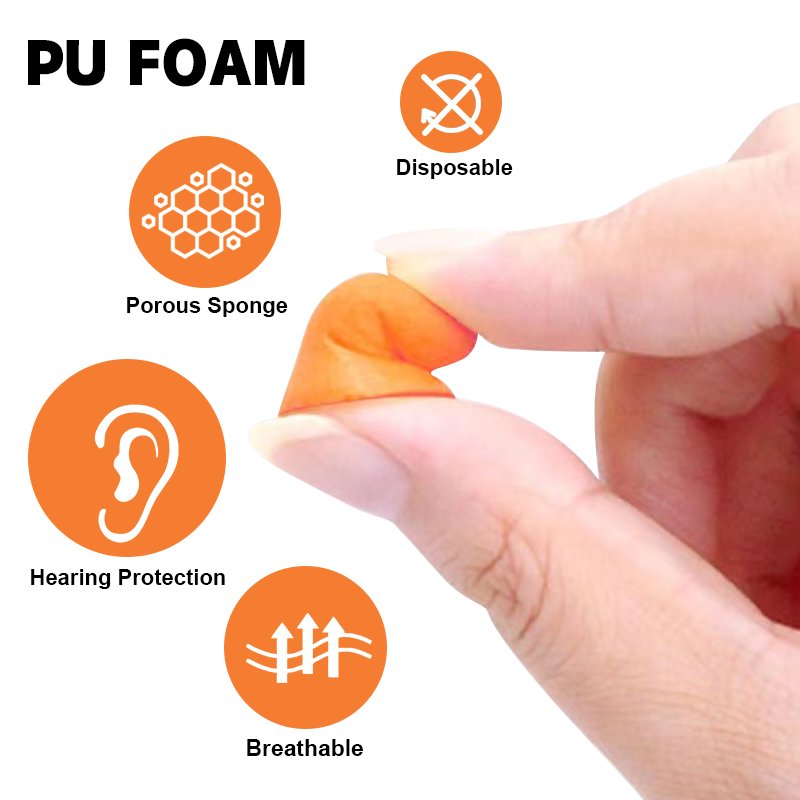 T shape PU foam earplugs with cord soft earplug for factory