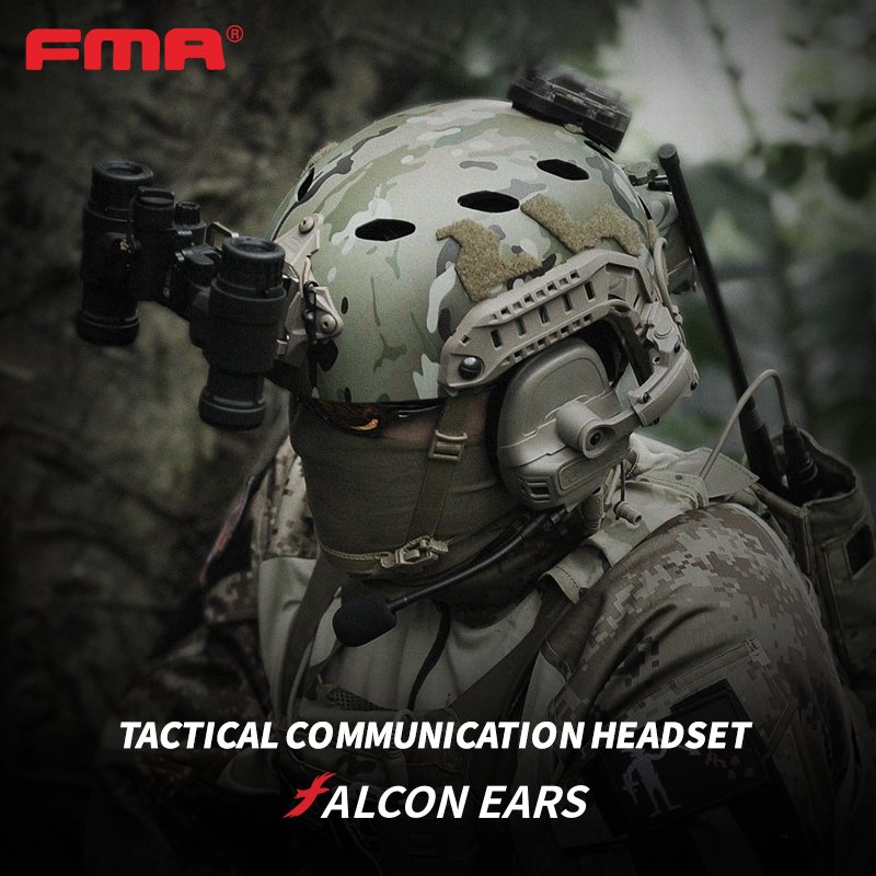 FMA FALCON EARS Tactical Communication Headset Hearing Protection Noise Canceling High Fidelity FE-40 PRO Edition TB1490-A