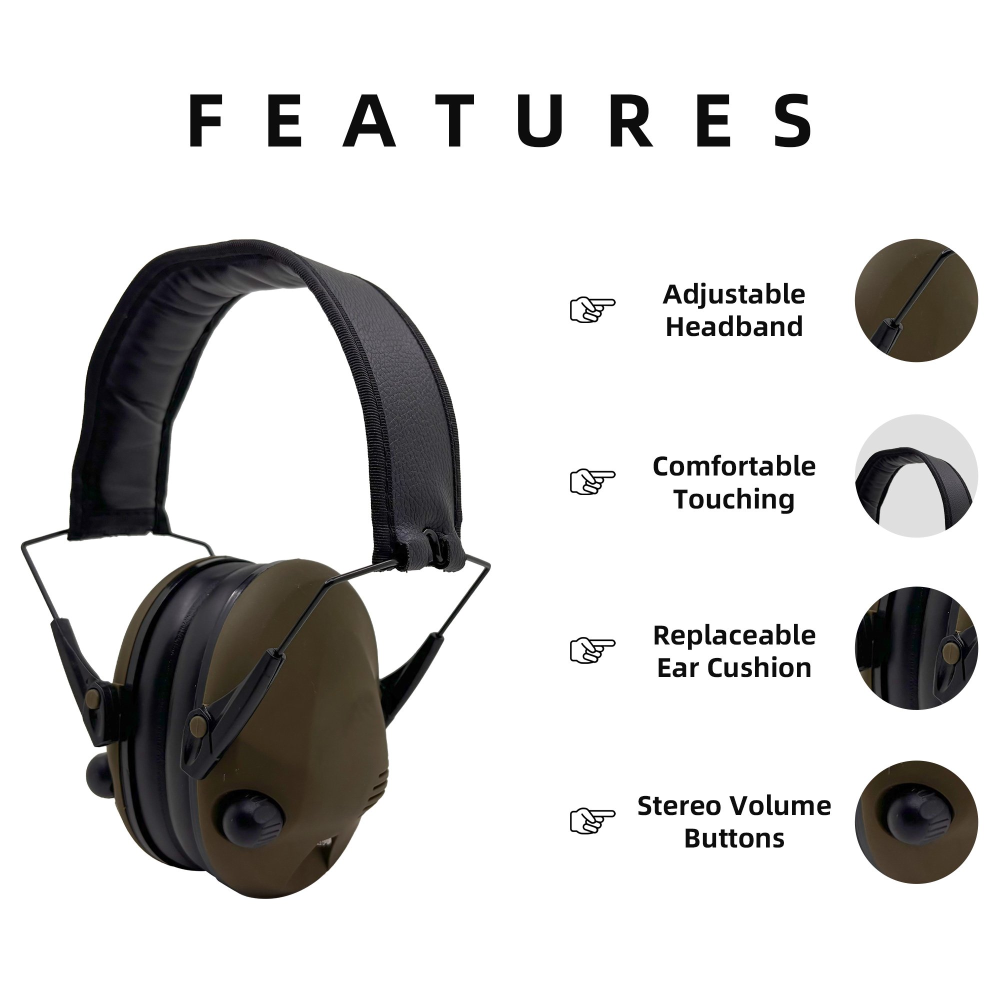 2024 High Quality Electronic Hearing Protection Shooting Earmuff for Shooting Range Hunting Ear Protection with Mic Impact Sound