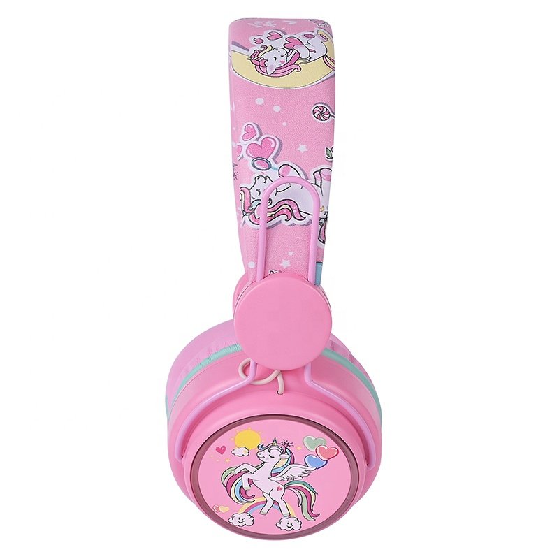 2024 hot selling product Hearing Protection Kids Headphones Portable 3.5mm Jack unicorn Wired Cord On-Ear Headset for Kids