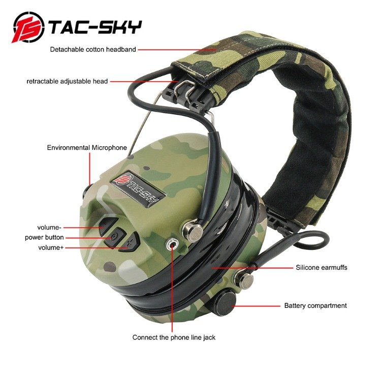 TS TAC-SKY Tactical Sordin Ipsc Silicone Electronic Ear muffs Shooting Ear Protection Sordin Headset MC