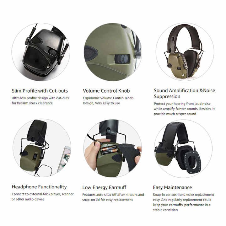 Best Ear Protection Hearing comfortable soft padded ear cushion foldable tactical headphone hearing protection for hunt