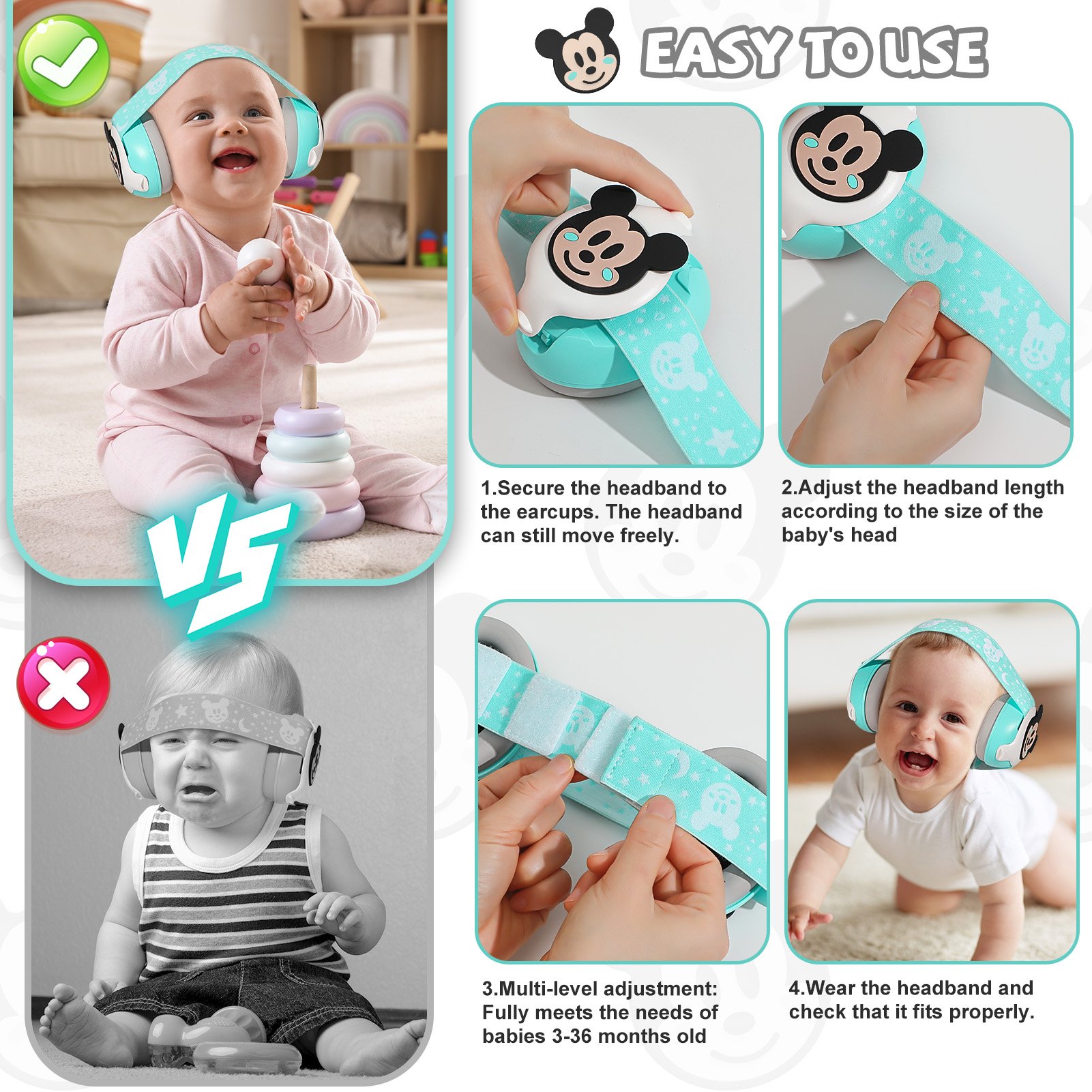 Baby Products Earmuff Protection Orejeras De Seguridad Hearing Protection Kid Adjustable Baby Ear Muffs Noise Protection