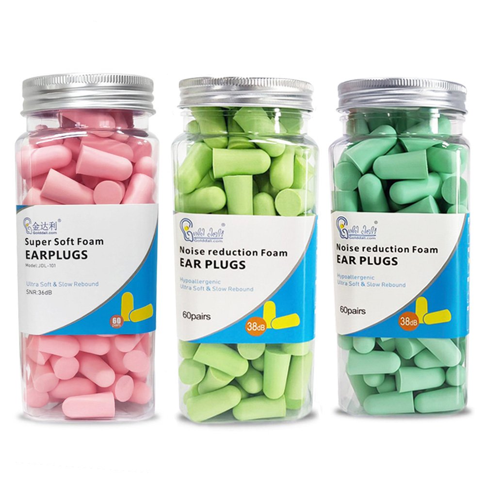 Ultra Soft 60 Pairs Disposable Ear Plugs 38dB Foam Earplugs for Sleeping