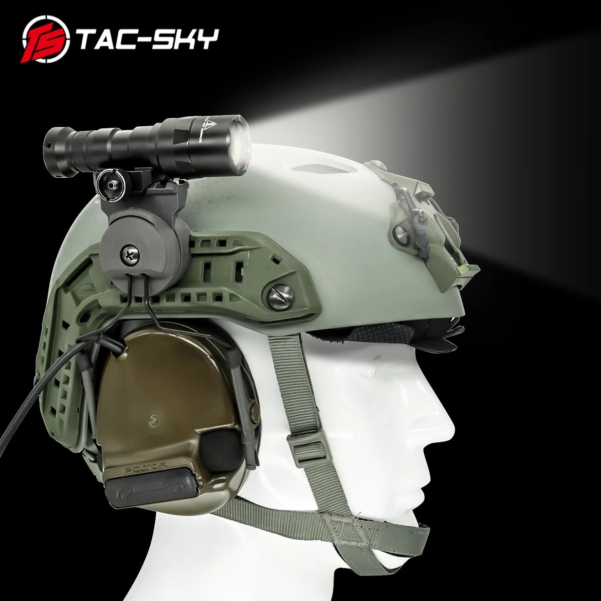 TS TAC-SKY Tactical Helmet Rail Adapter Tactical Flashlight Mounting Kit for Tactical Shooting M300 M600 Tactical Flashlight