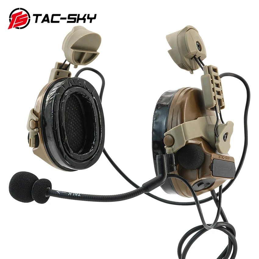 TS TAC-SKY Tactical Helmet C3 COMTAC III Headset for ARC Rail FAST Series Helmet Compatible with Baofeng UV5R Walkie Talkieie