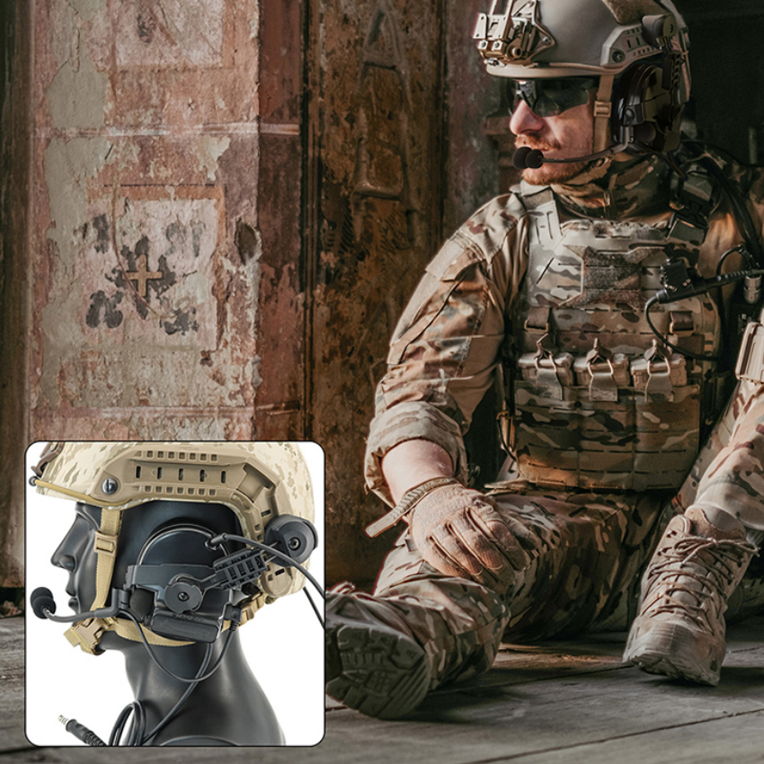TS TAC-SKY Tactical Helmet C3 COMTAC III Headset for ARC Rail FAST Series Helmet Compatible with Baofeng UV5R Walkie Talkieie