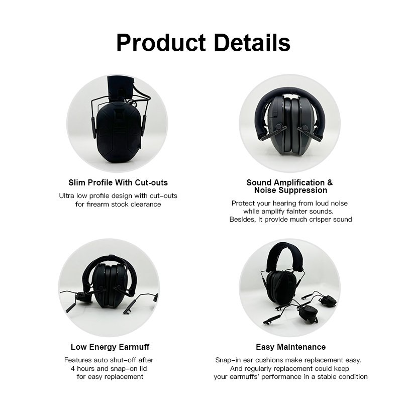 Reliable Safety Hearing Protection Noise Cancelling Shooting Headphone Bluetooth Ear Muffs Defender Tactical Electronic Earmuff