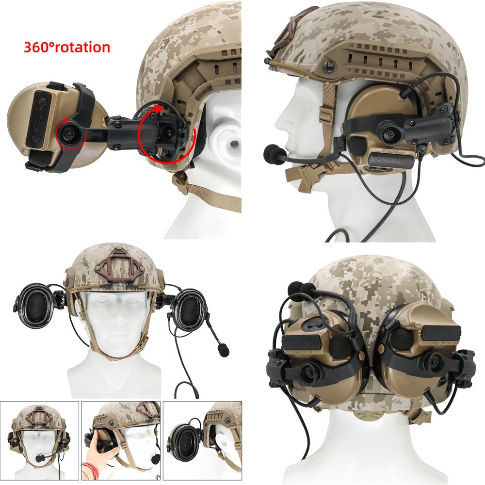 TS TAC-SKY COMTAC III Shooting Ear Protection Walkie Talkie Headphones Tactical Helmet ARC Rail Adapter Hearing Protection