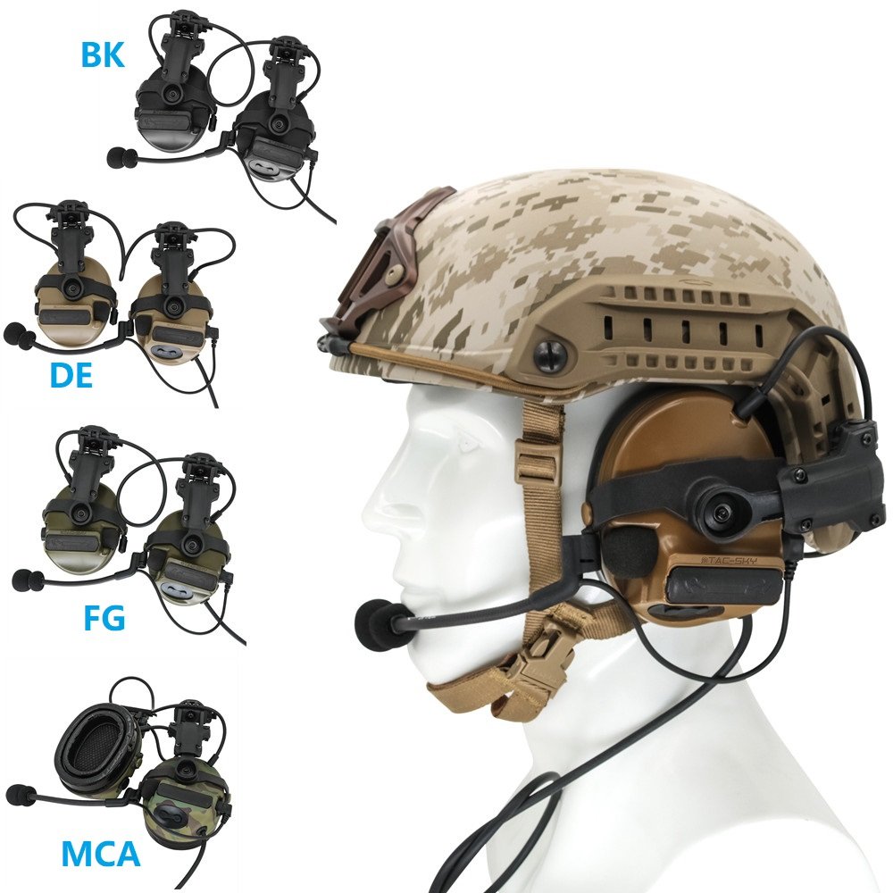 TS TAC-SKY COMTAC III Shooting Ear Protection Walkie Talkie Headphones Tactical Helmet ARC Rail Adapter Hearing Protection