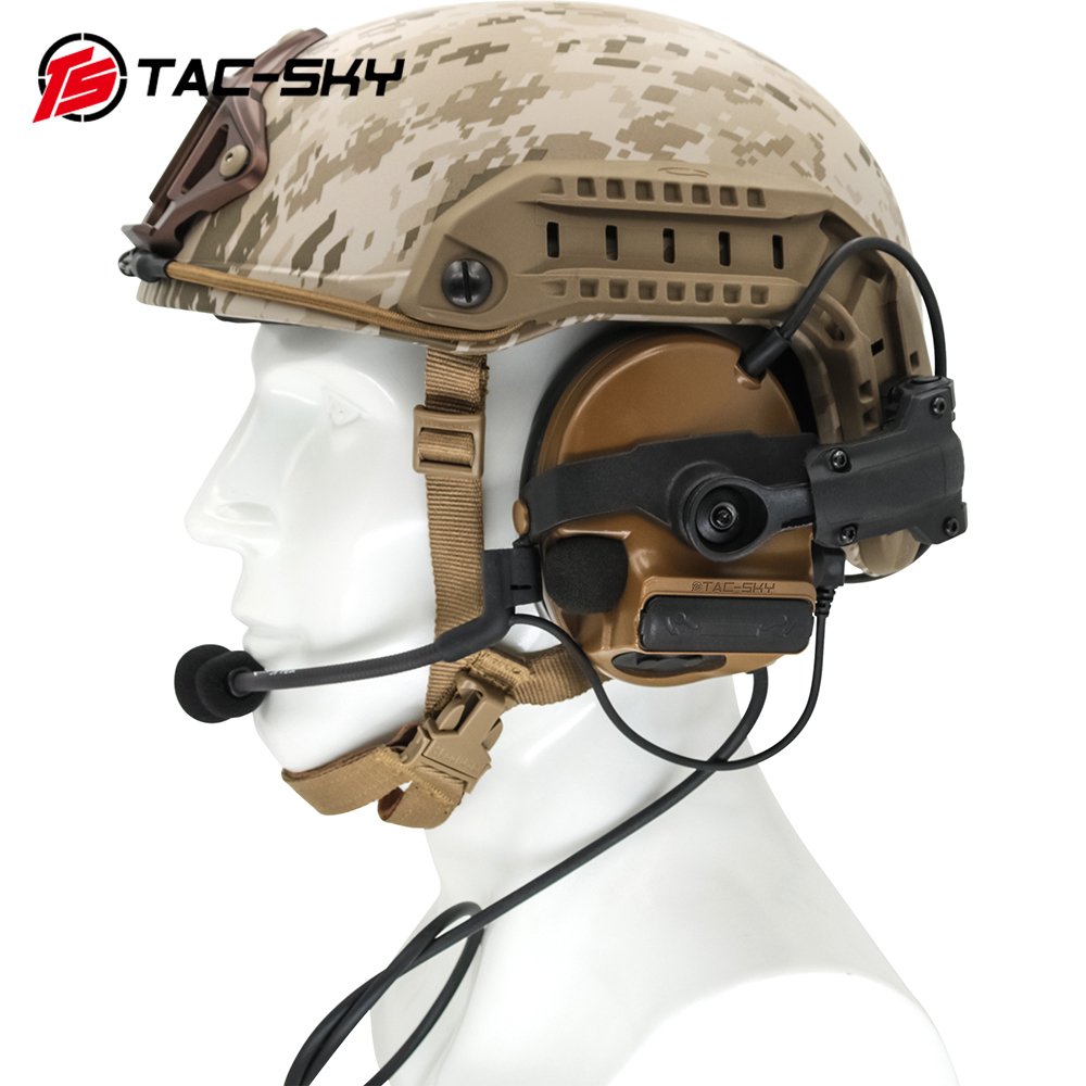 TS TAC-SKY COMTAC III Shooting Ear Protection Walkie Talkie Headphones Tactical Helmet ARC Rail Adapter Hearing Protection