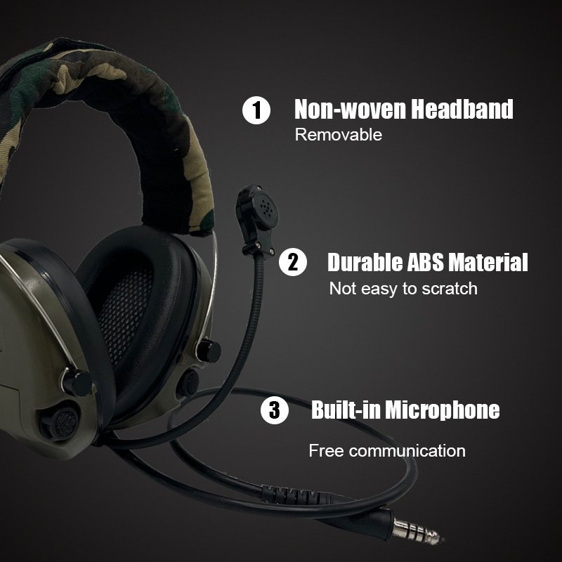 Customized Electronic Shooting Soundproof Tactical Ear Muffs Headphones Ear Hearing Protection Earmuffs with Microphone
