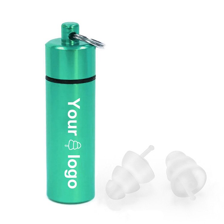 Custom Logo Transparent Silicon Ear Plug with Aluminum Case
