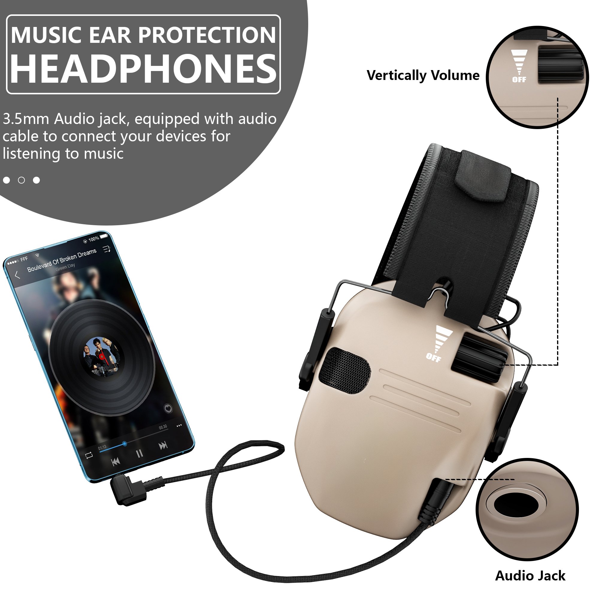 Custom Headband Foldable Shooting Hearing Protection Soundproof Noise Cancellation Electronic Earmuffs Ear Defender Protector