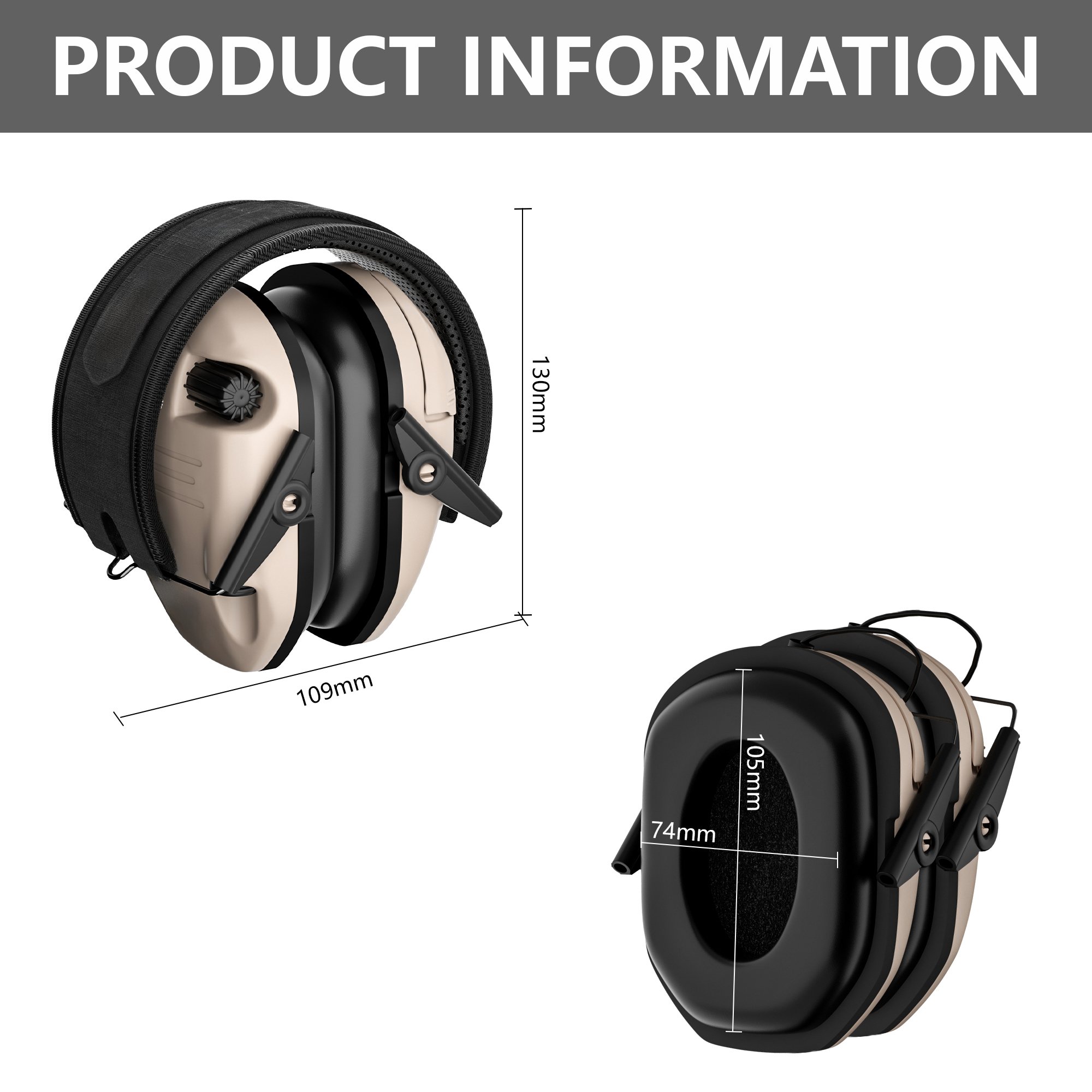 Custom Headband Foldable Shooting Hearing Protection Soundproof Noise Cancellation Electronic Earmuffs Ear Defender Protector