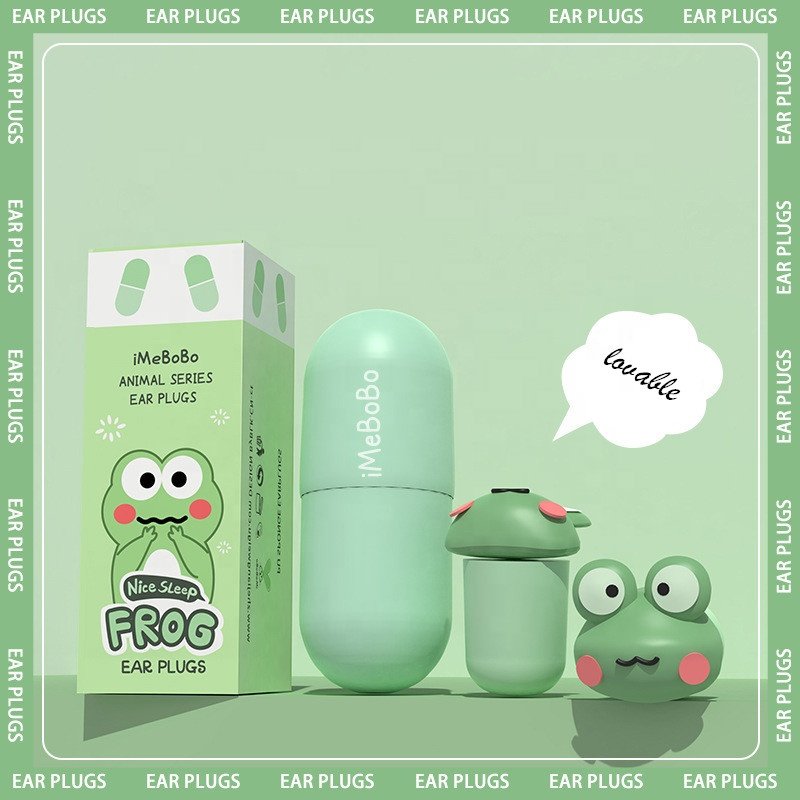 Kids Students Carton Animals Frog Bee Pig Reusable Hearing Protection Ear Plug Sound insulation Elastic silicone earplugs