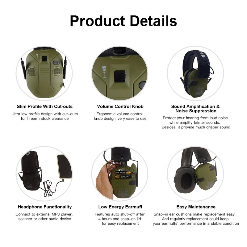 Safety Soundproof Noise Cancelling Hearing Protection Foldable Electronic Shooting Tactical Earmuffs Ear Defender Protector