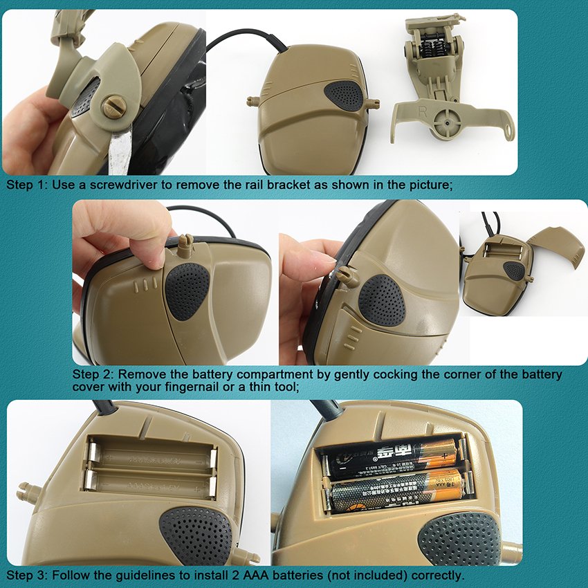 Tactical Electronic Shooting Earmuffs ARC Rail Tactical Helmet Bracket Version Outdoor Hunting Sports Hearing Protection