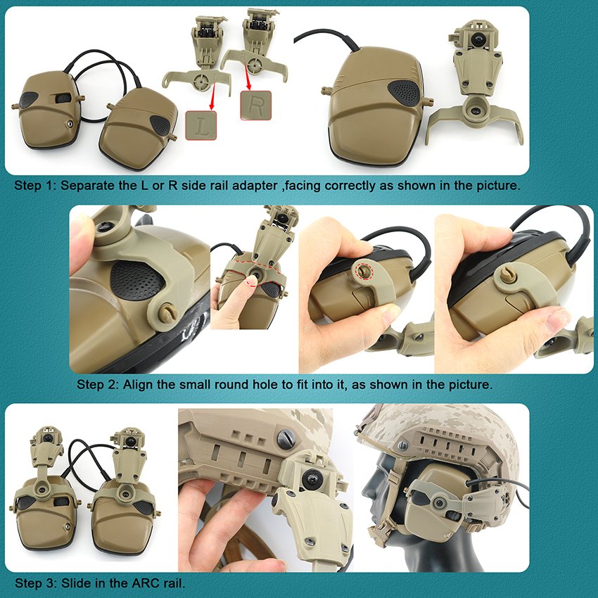 Tactical Electronic Shooting Earmuffs ARC Rail Tactical Helmet Bracket Version Outdoor Hunting Sports Hearing Protection