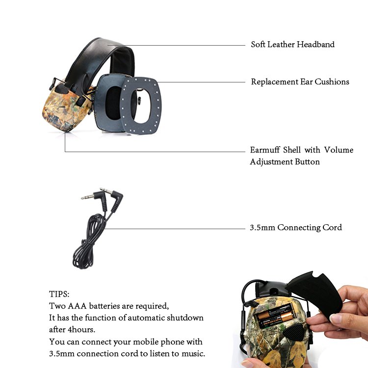Electronic Hearing Protection Custom Earmuffs for Shooting