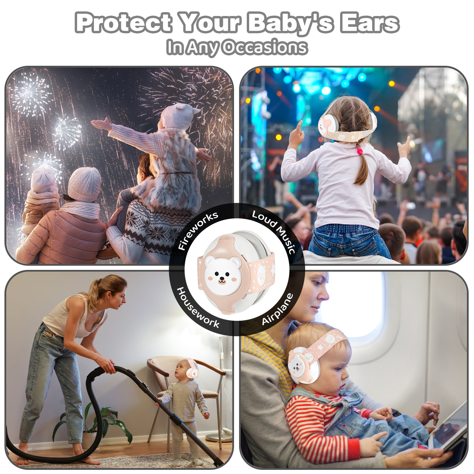 Baby Ear Hearing Protection defenders Children Kids Baby earmuffs for 0-36 months Noise Reduction Ear muff