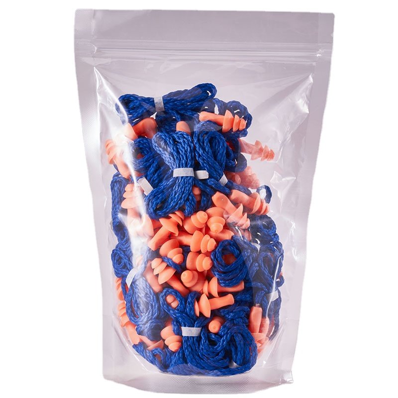 50Pairs Individually Wrapped Non Toxic Soft Silicone Corded Ear Plugs Reusable Hearing Protection Rubber Earplugs for Sleeping,