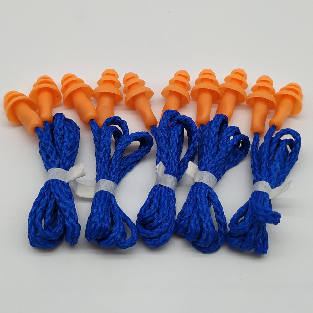 50Pairs Individually Wrapped Non Toxic Soft Silicone Corded Ear Plugs Reusable Hearing Protection Rubber Earplugs for Sleeping,