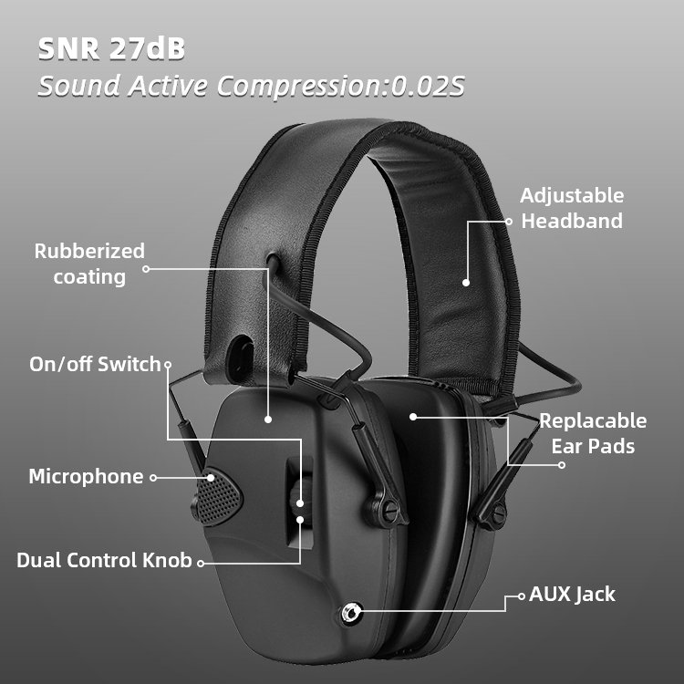 EM026 Shooting Noise Cancelling Prohear Clay Target Shooting Electronic Foldable Sound Proof Comfortable Shooting Muffs
