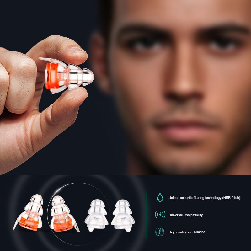 Ear Hearing Protection in Flexible Reusable Earplugs Soundproofing Safety Noise Cancelling Silicone Earplugs