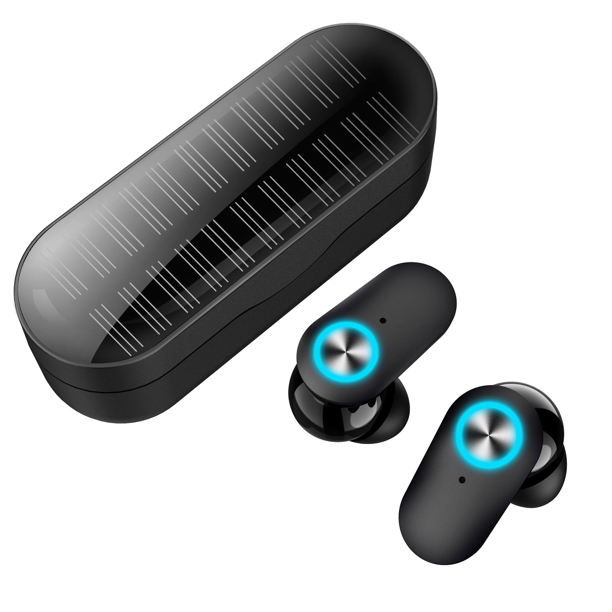 Outdoor Solar Charging Headphones Wireless Blue Tooth Earphones Sport Music Real Hifi Stereo Tws Earbuds