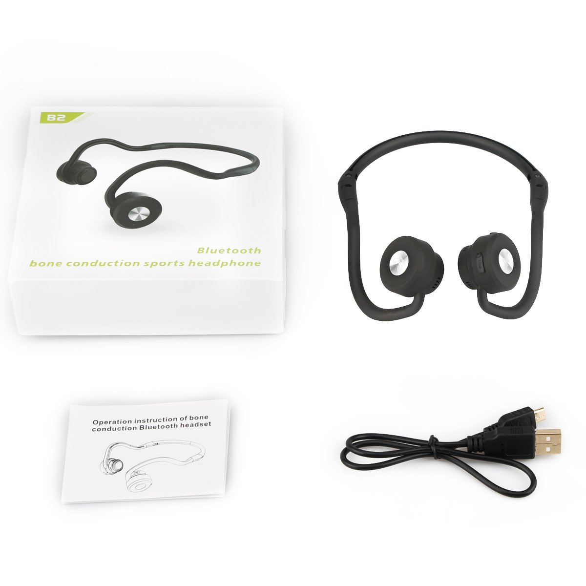 Bone conduction sport headset wireless bone conduction music earphone with microphone foldable neckband hearing protection