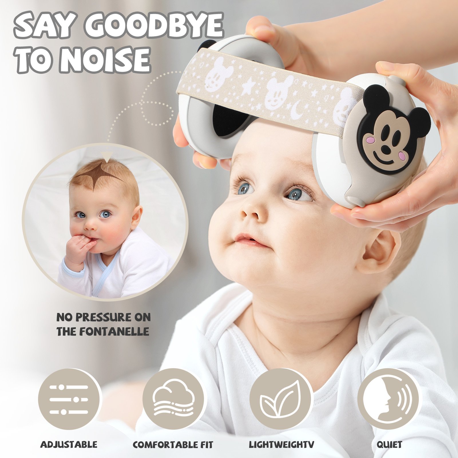Baby Head Protector Earmuffs Safety Earmuffs Ear Defenders Sleep Safety Ear Muff with Ear Protector