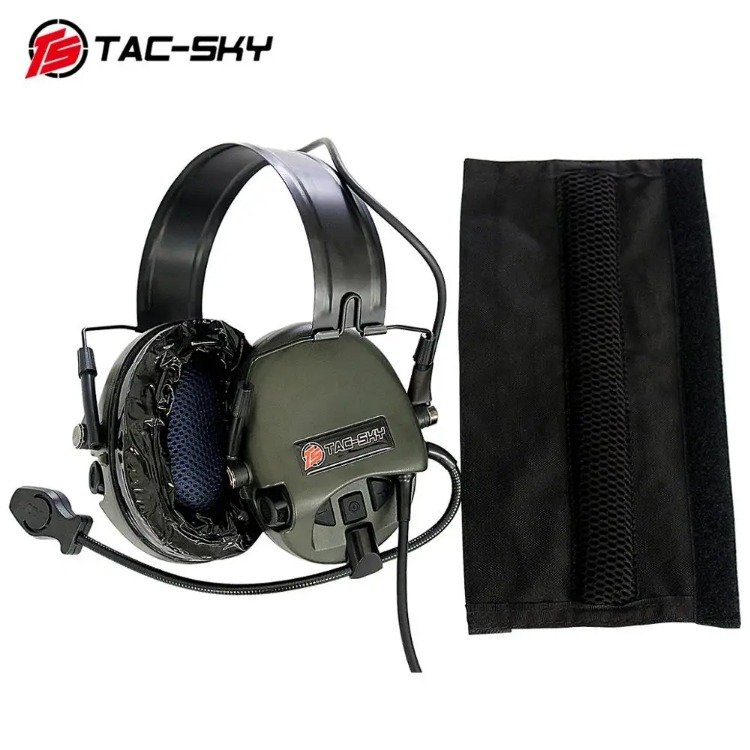 TAC-SKY Tactical Headset TEA Hi-Threat 1 Silicone Electronic Shooting Earmuffs with U94 PTT Adapter and ARC Rail Helmet Adapter