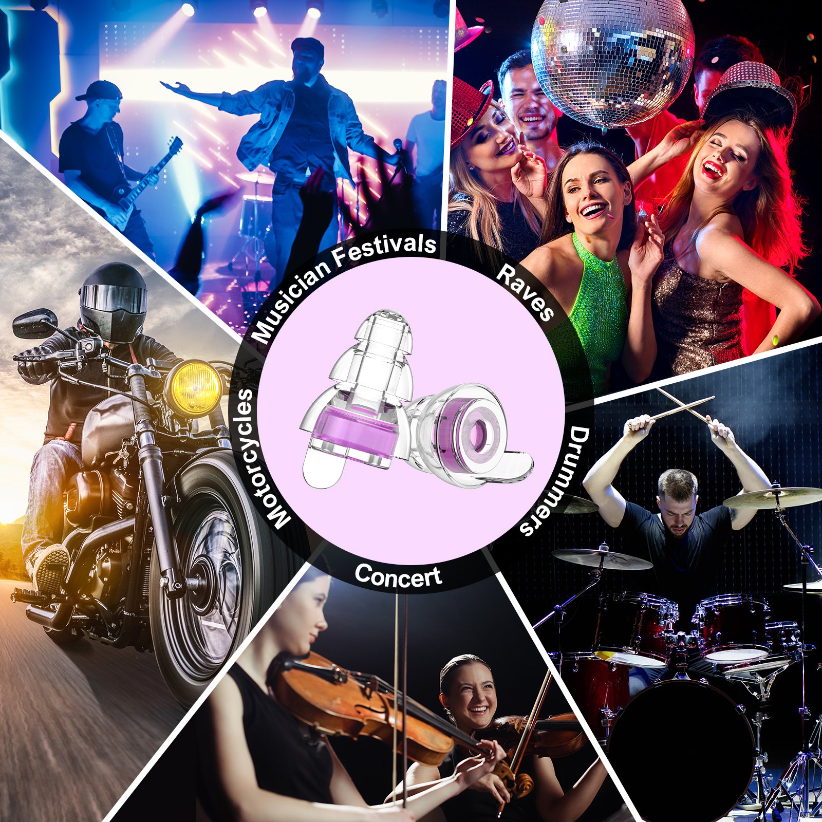 High Fidelity Silicone Audiophile Earplugs Musician Concert Earplugs for Noise Reduction Hearing Protection
