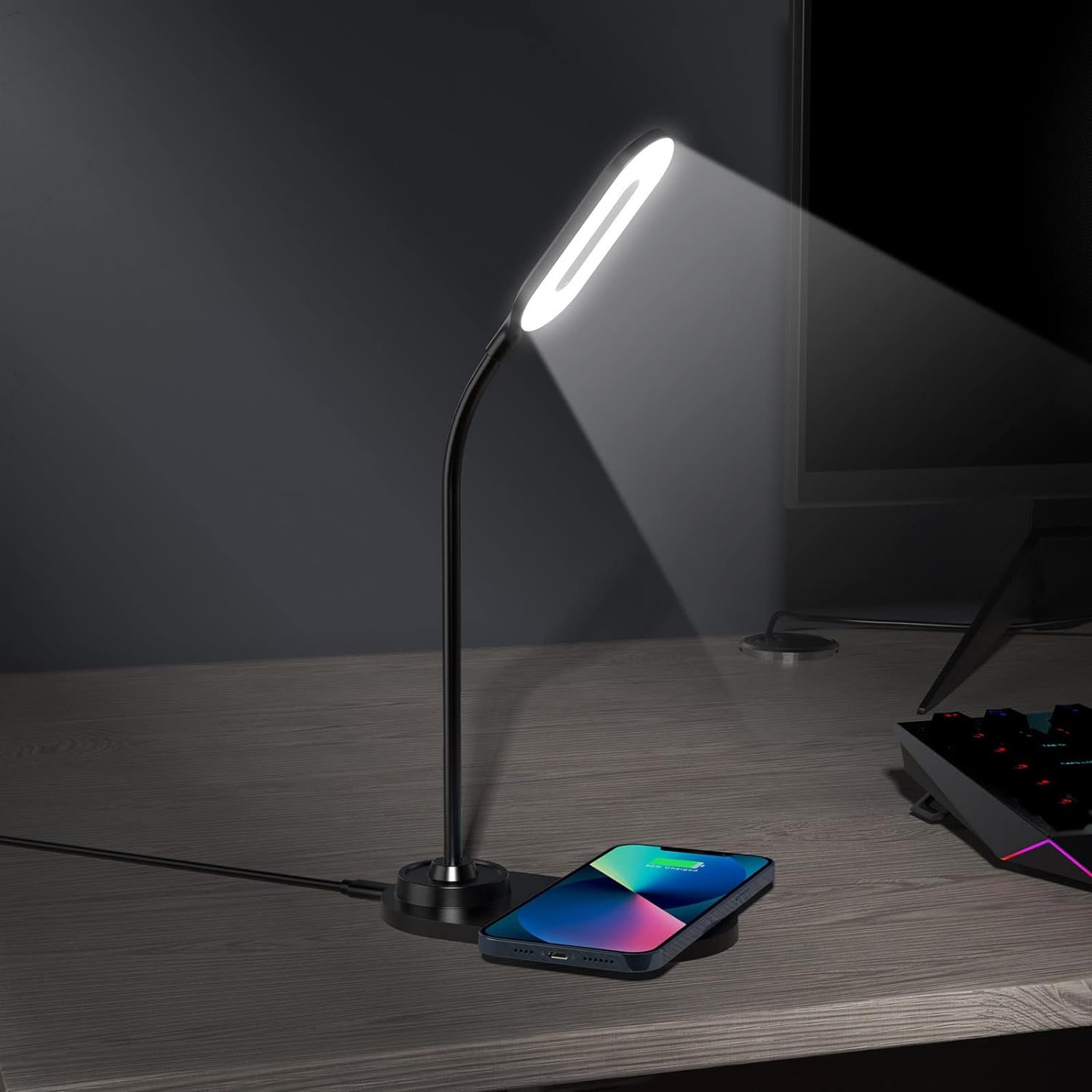 15W Wireless Fast Charge Intelligent Eye Protection Desk Lamp For Bedroom, Office, Led Desktop Portable Light