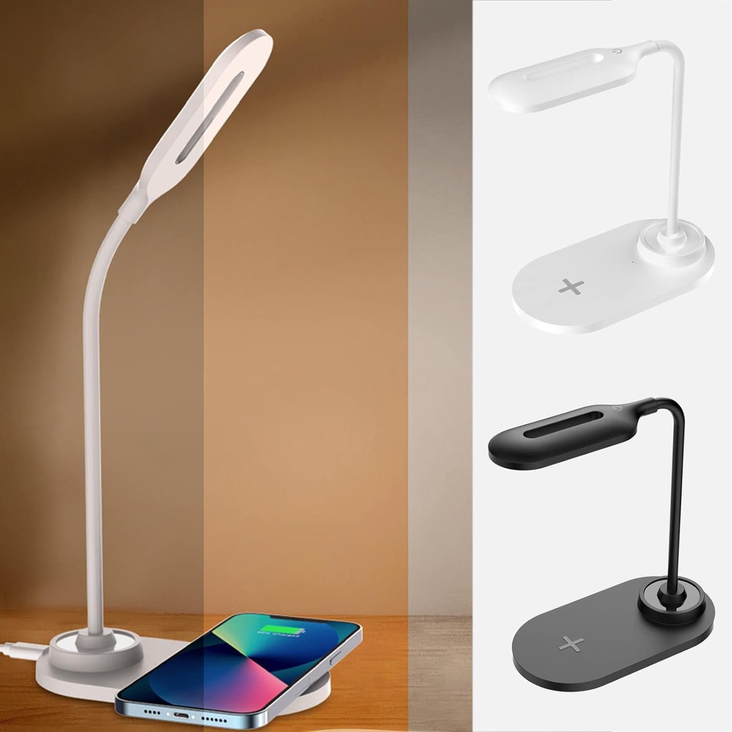 15W Wireless Fast Charge Intelligent Eye Protection Desk Lamp For Bedroom, Office, Led Desktop Portable Light